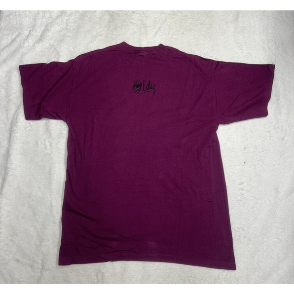 Vtg 90s I Dig Sports, Single Stitch Maroon Tiki Beach Graphic T-Shirt Size Large - Picture 8 of 8